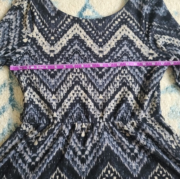 Lily Rose Chevron Hatchi Skater mini Dress, Neutral Blue, Black, Grey, XL - Picture 6 of 8